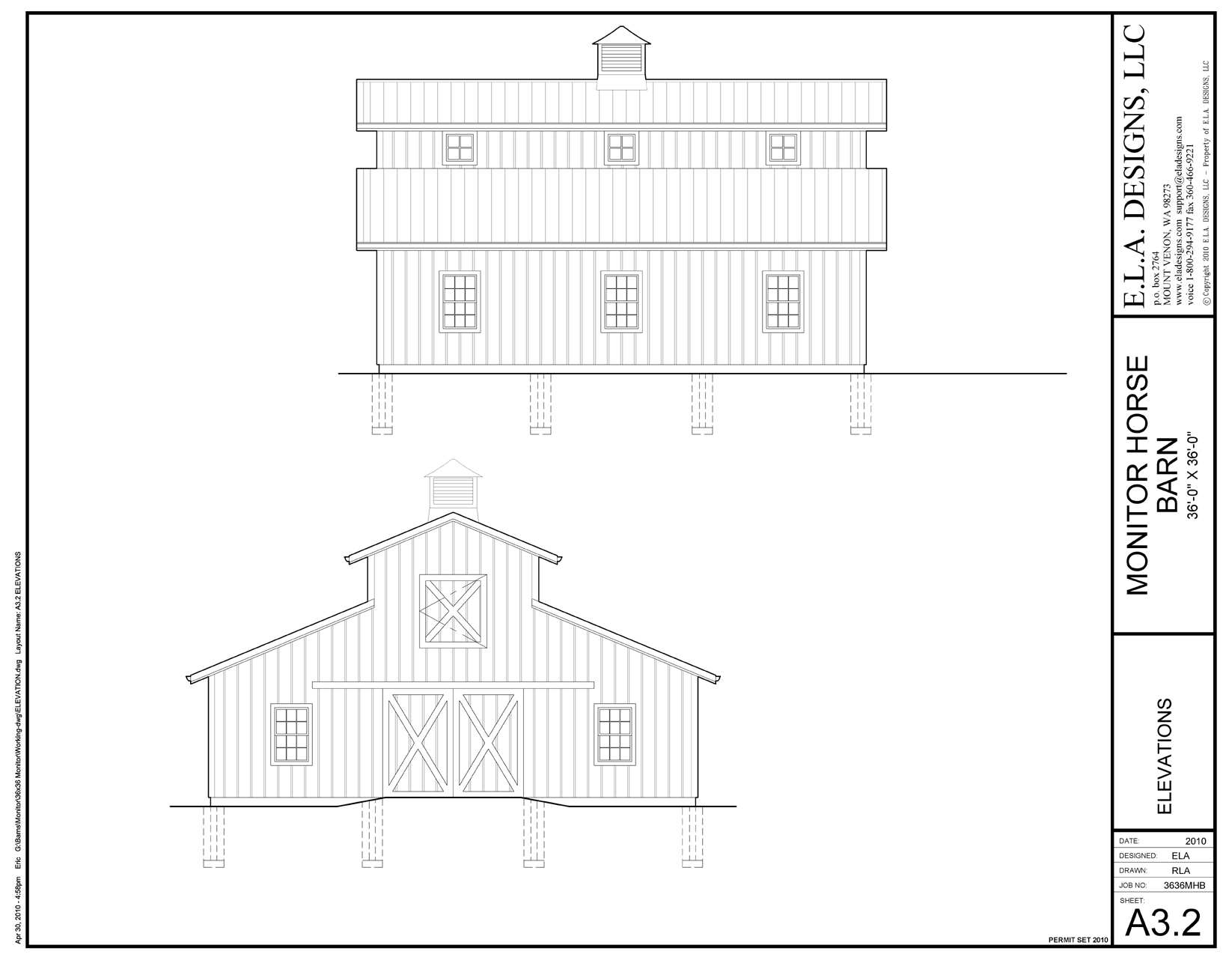 36X36 Monitor Horse Barn Sheet A3.2